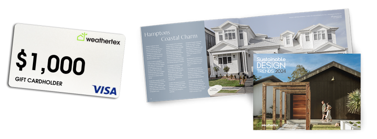 Sustainable design trends magazine 2024 with a $100 Weathertex gift card